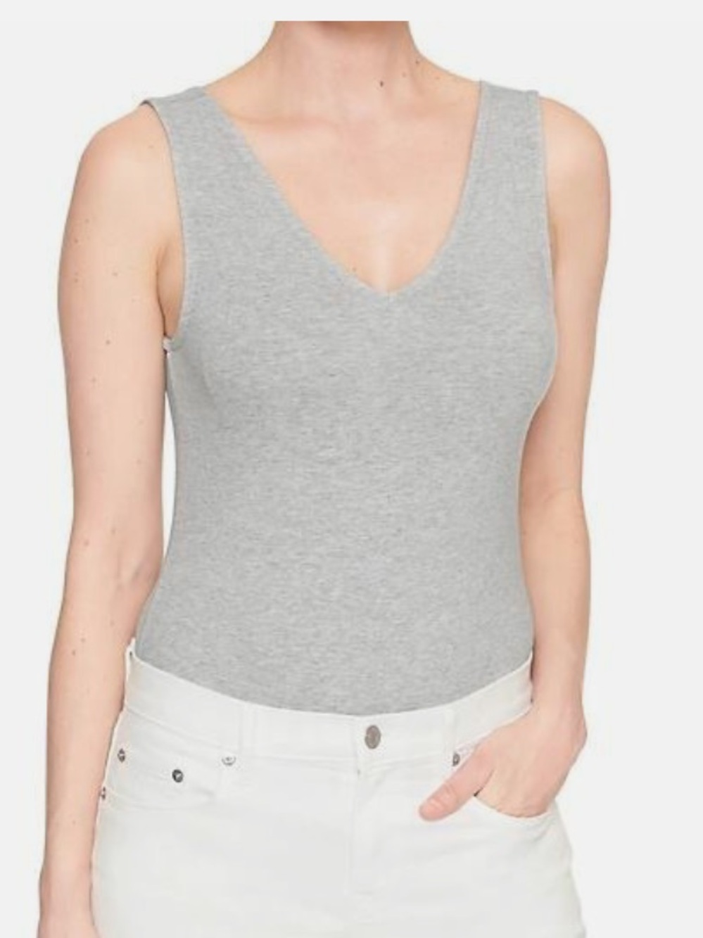GAP Gray v neck bodysuit 98% cotton size XL